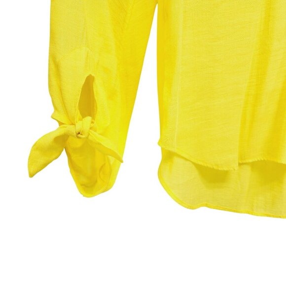 Maeve By Anthropologie Womens Yellow V-Neck Blouse With Bow Sleeves Size Small - Picture 10 of 12